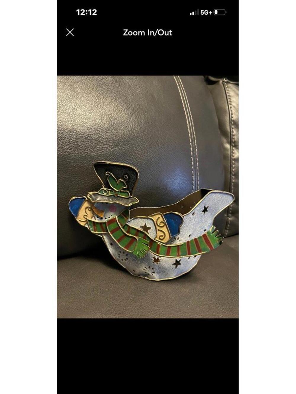 Tin Snowman Christmas Tabletop Tea Light Candle Holder